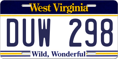 WV license plate DUW298