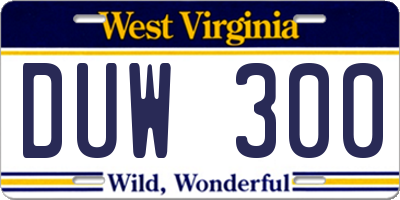 WV license plate DUW300