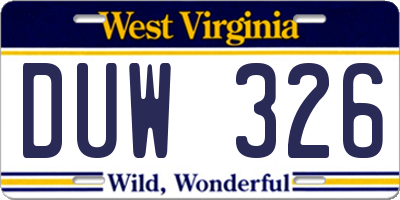 WV license plate DUW326