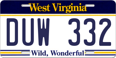 WV license plate DUW332