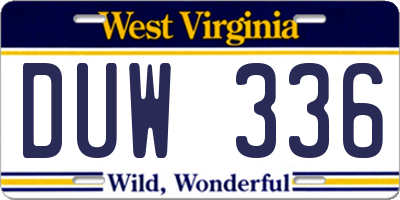 WV license plate DUW336
