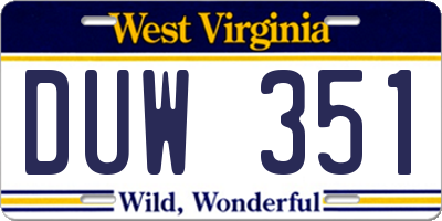 WV license plate DUW351