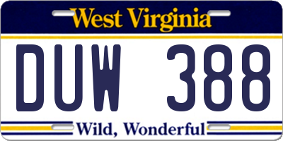 WV license plate DUW388