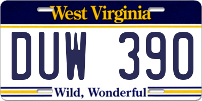 WV license plate DUW390