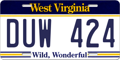 WV license plate DUW424