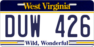 WV license plate DUW426