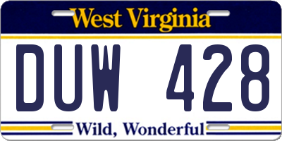 WV license plate DUW428