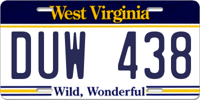 WV license plate DUW438