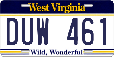 WV license plate DUW461