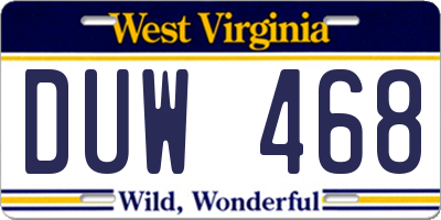 WV license plate DUW468