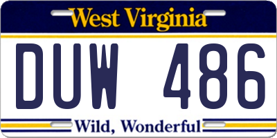 WV license plate DUW486