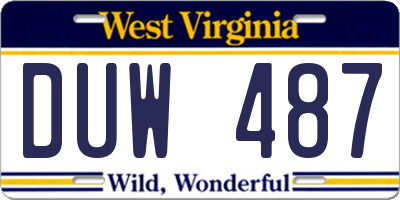 WV license plate DUW487