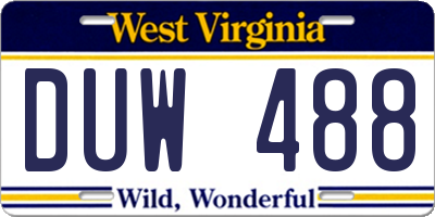 WV license plate DUW488