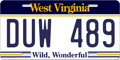 WV license plate DUW489