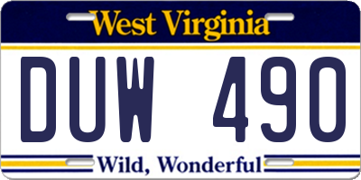 WV license plate DUW490