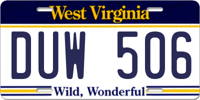 WV license plate DUW506
