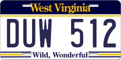 WV license plate DUW512