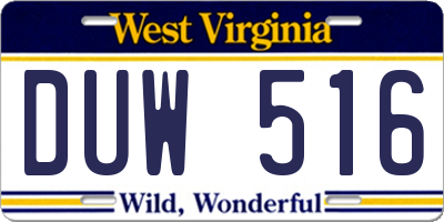 WV license plate DUW516