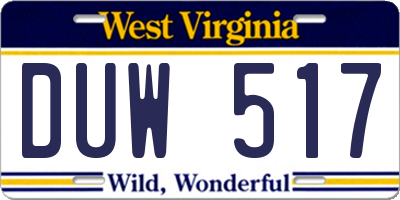 WV license plate DUW517