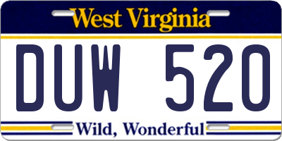 WV license plate DUW520