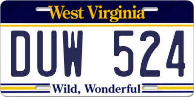 WV license plate DUW524