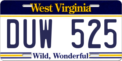 WV license plate DUW525