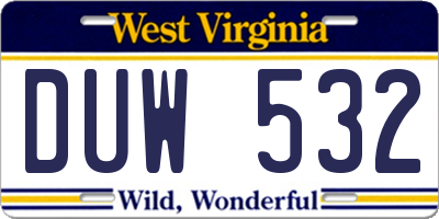 WV license plate DUW532