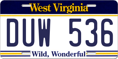 WV license plate DUW536