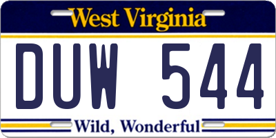 WV license plate DUW544
