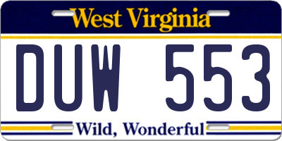 WV license plate DUW553