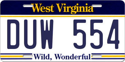 WV license plate DUW554
