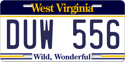 WV license plate DUW556