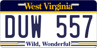 WV license plate DUW557