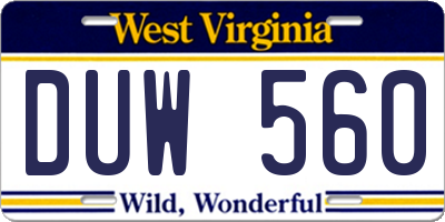 WV license plate DUW560