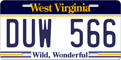WV license plate DUW566