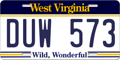 WV license plate DUW573