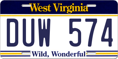 WV license plate DUW574