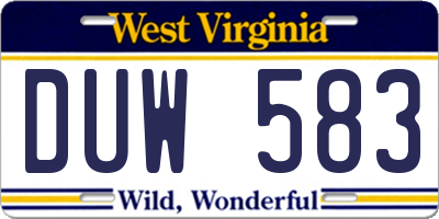 WV license plate DUW583