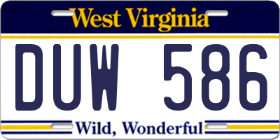 WV license plate DUW586