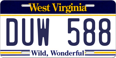 WV license plate DUW588