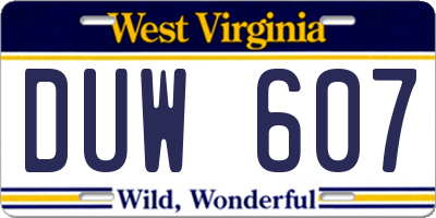 WV license plate DUW607