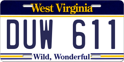 WV license plate DUW611