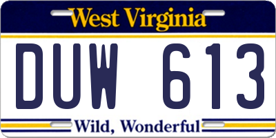 WV license plate DUW613
