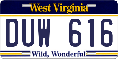WV license plate DUW616