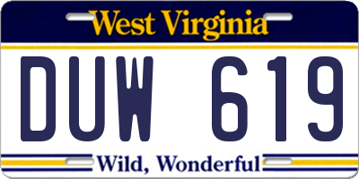 WV license plate DUW619