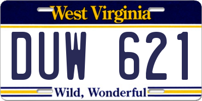 WV license plate DUW621