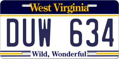 WV license plate DUW634