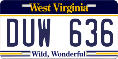 WV license plate DUW636