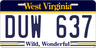 WV license plate DUW637