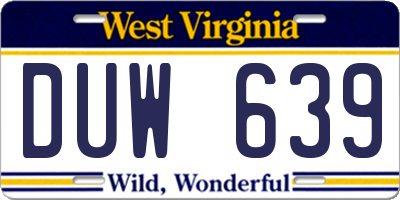 WV license plate DUW639